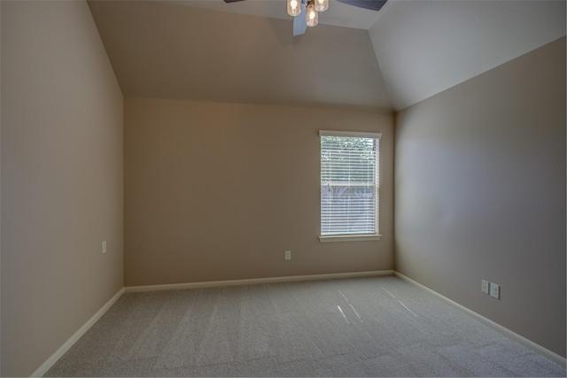 6103 Silver Thistle Ln, Fulshear, TX 77441 - spare room featuring a ceiling fan, light carpet, and lofted ceiling
