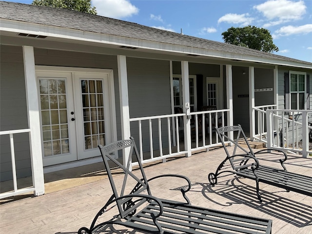 view of patio / terrace featuring french doors