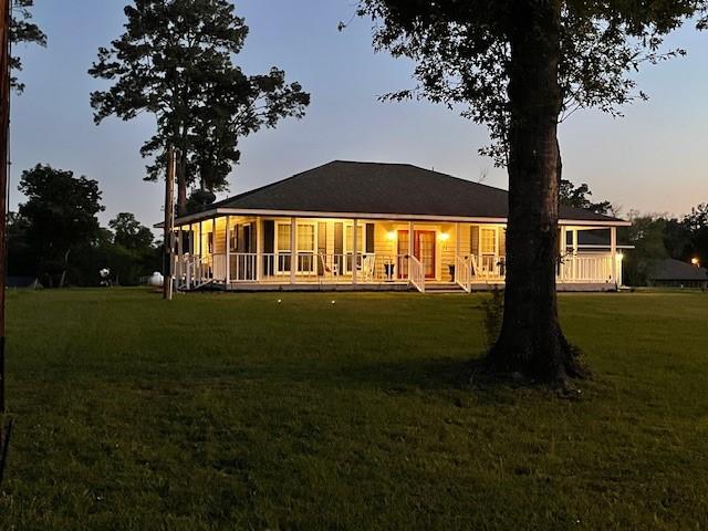 back of house featuring a lawn