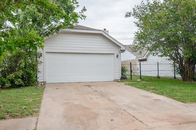 detached garage with fence