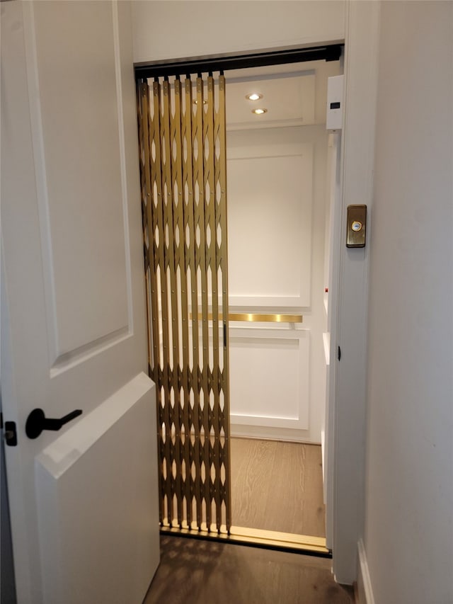 3714 Grennoch Ln, Houston, TX 77025 - elevator featuring wood finished floors and recessed lighting