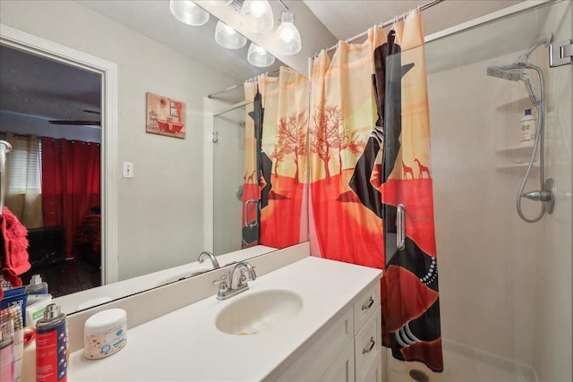 6360 Pansy Dr, Beaumont, TX 77706 - bathroom with vanity and a shower with shower curtain