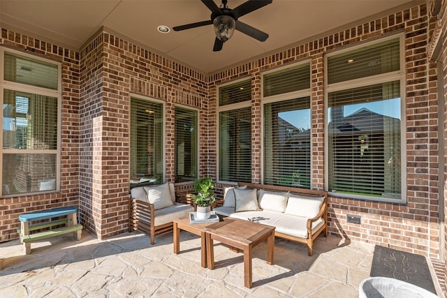 view of patio / terrace with an outdoor hangout area and ceiling fan