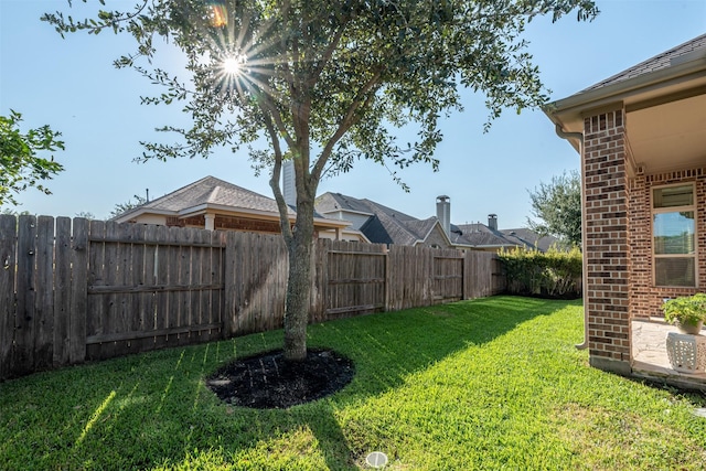 view of yard with a fenced backyard