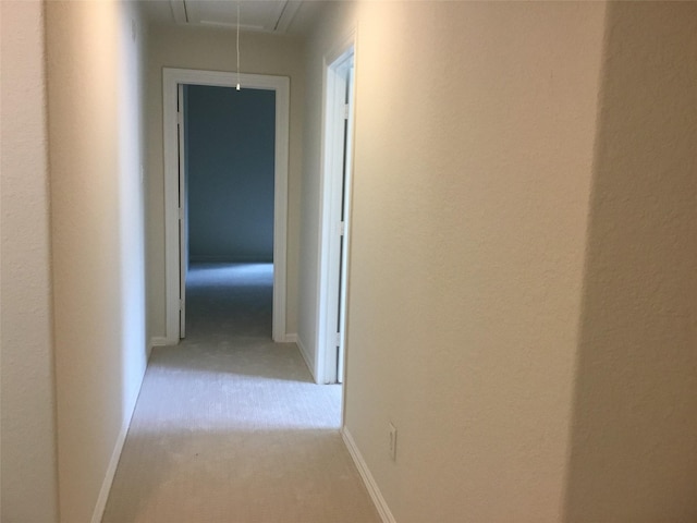 4810 N Pine Brook Way, Houston, TX 77059 - hall featuring attic access, light carpet, and baseboards