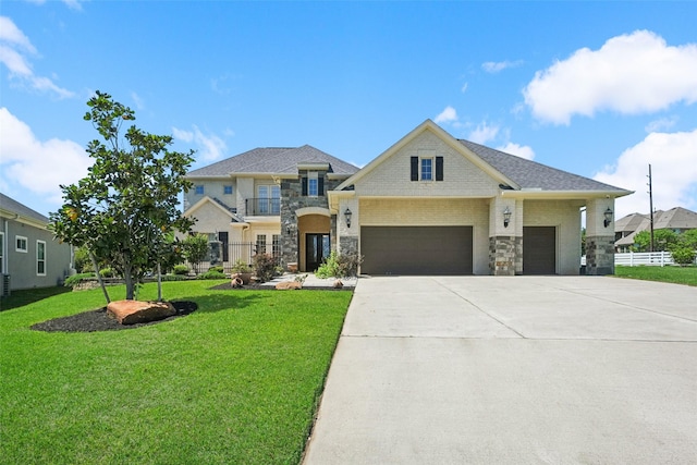 5924 Oak Leaf Ct, Conroe, TX 77304 - view of front of home featuring a garage, driveway, and stone siding