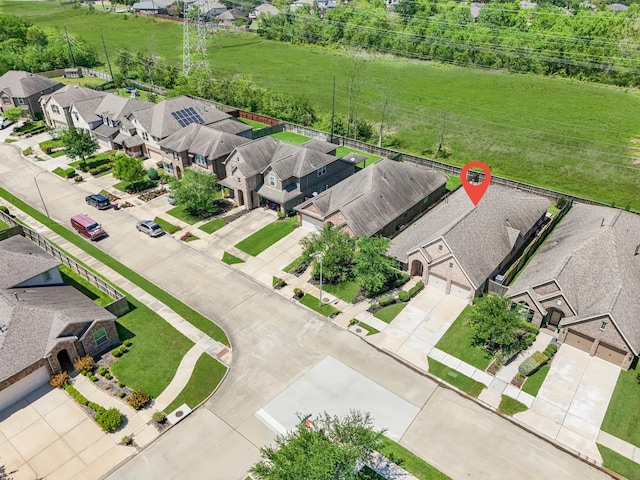 bird's eye view with a residential view