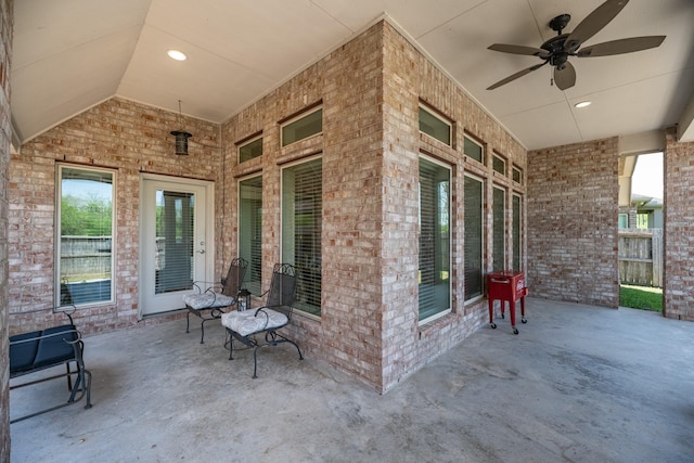 view of patio / terrace featuring ceiling fan