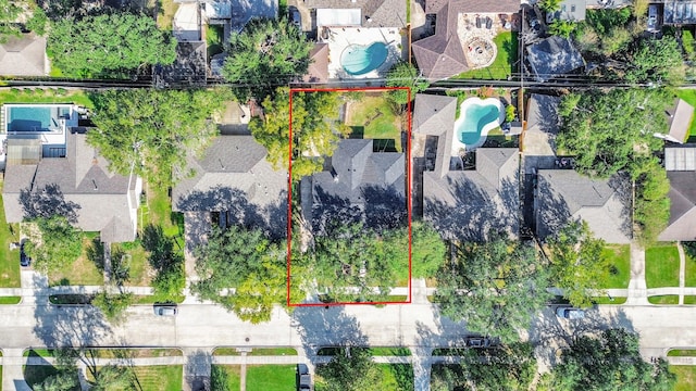 aerial view featuring a residential view
