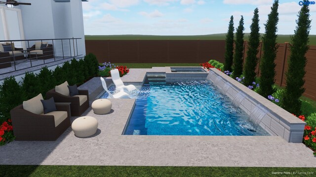 918 Wildwood Ln, Bellaire, TX 77401 - view of swimming pool with a fenced backyard, a patio, and an in-ground hot tub