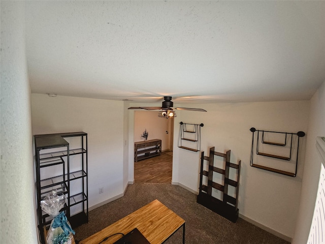 1634 William Scott St, Baytown, TX 77523 - carpeted living area with a ceiling fan and baseboards