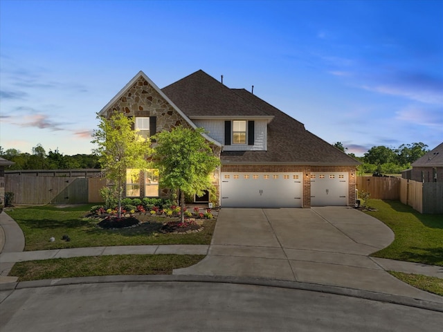1800 Bright Way Ln, Dickinson, TX 77539 - traditional-style house featuring concrete driveway, brick siding, a shingled roof, and an attached garage