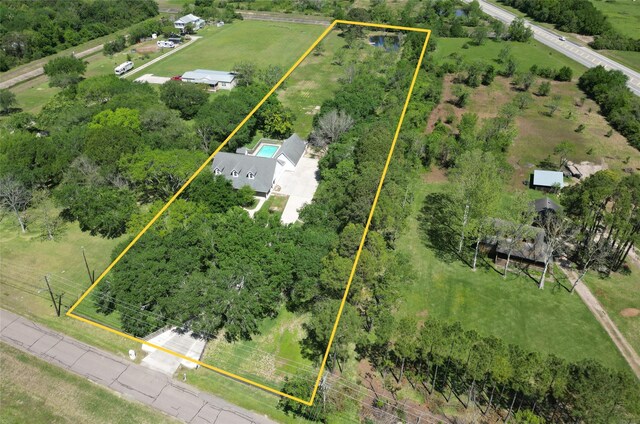 2350 Hewitt St, League City, TX 77573 - overview of rural landscape with property parcel outlined