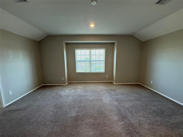 additional living space featuring carpet flooring, baseboards, and lofted ceiling