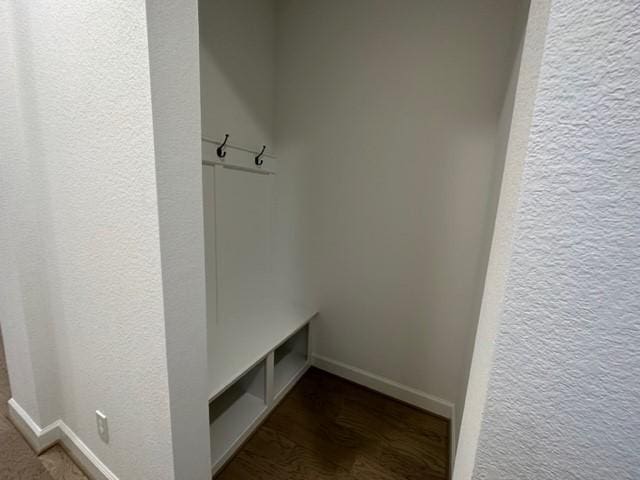 9015 Orchard Cv, Missouri City, TX 77459 - mudroom with baseboards, wood finished floors, and a textured wall