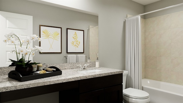 16543 Willow Forest Dr, Conroe, TX 77302 - bathroom featuring shower / tub combo, vanity, and toilet