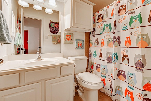 2011 Wembley Way, Rosenberg, TX 77471 - full bath with vanity, tile patterned flooring, a shower with curtain, and toilet
