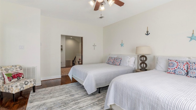 331 Old Aqua Lndg, Montgomery, TX 77356 - bedroom featuring wood finished floors, ceiling fan, baseboards, and visible vents