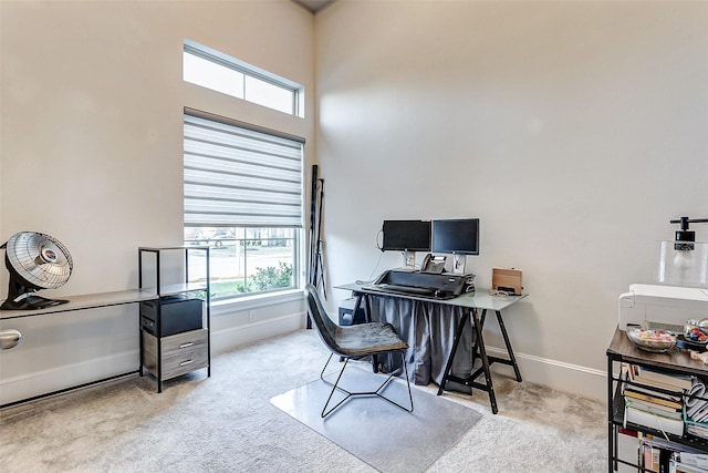 21123 Coral View Dr, Cypress, TX 77433 - carpeted office with a towering ceiling, baseboards, and a wealth of natural light