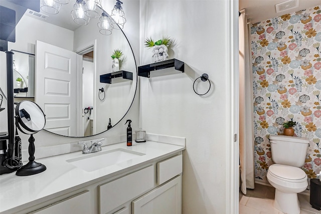21123 Coral View Dr, Cypress, TX 77433 - full bathroom with tile patterned flooring, vanity, visible vents, and toilet