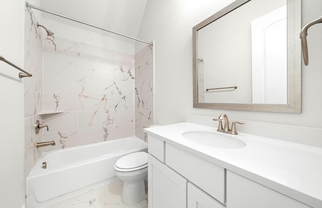 8215 Mount Washburn Ln, Porter, TX 77365 - full bathroom with toilet, marble finish floor, vanity, and shower / washtub combination