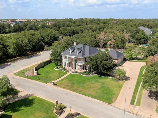 aerial view with a forest view
