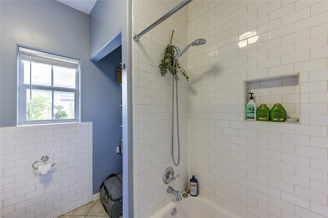 full bath featuring shower / washtub combination and tile patterned floors