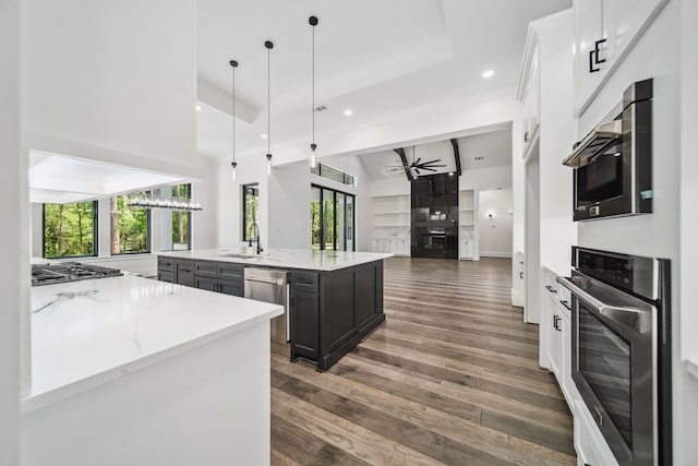 4458 Lily Bean, Montgomery, TX 77316 - kitchen with stainless steel appliances, a sink, a wealth of natural light, a spacious island, and open floor plan
