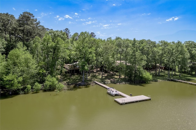 view of dock featuring a water view
