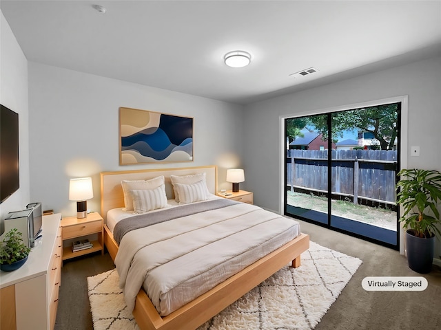 202 Essex Pl, Stafford, TX 77477 - carpeted bedroom featuring visible vents and access to outside