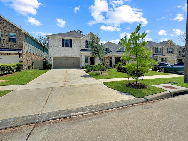 10716 Wild Chives, Conroe, TX 77385 - traditional-style house featuring concrete driveway, a garage, a residential view, and a front lawn