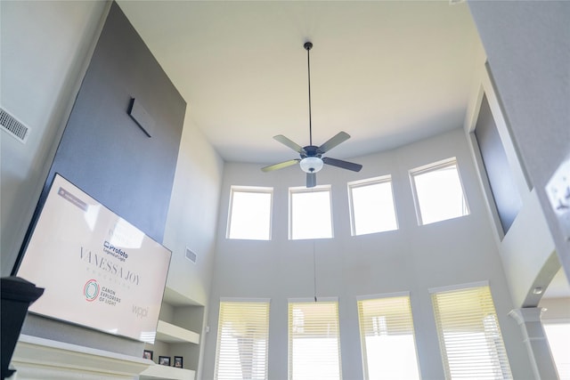 details featuring ceiling fan and visible vents
