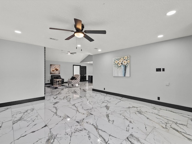 11506 Kirkhollow Dr, Houston, TX 77089 - living area with baseboards, a ceiling fan, recessed lighting, and marble finish floors