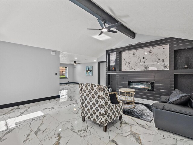 11506 Kirkhollow Dr, Houston, TX 77089 - living room with ceiling fan, baseboards, and marble finish flooring