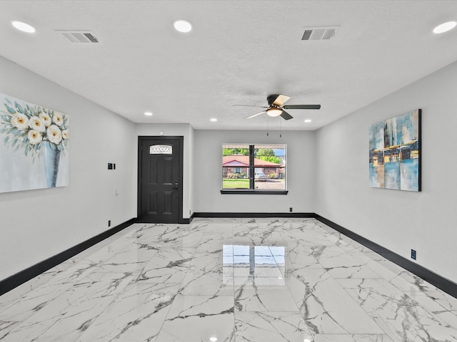 11506 Kirkhollow Dr, Houston, TX 77089 - foyer entrance with recessed lighting, baseboards, a ceiling fan, and light marble finish floors