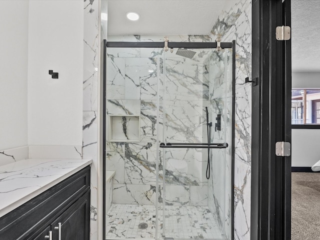 11506 Kirkhollow Dr, Houston, TX 77089 - full bath with a marble finish shower and a textured ceiling