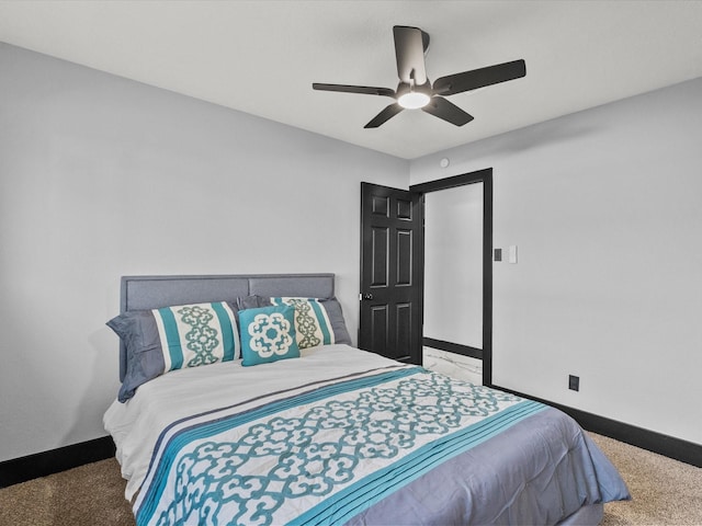 11506 Kirkhollow Dr, Houston, TX 77089 - carpeted bedroom with baseboards and a ceiling fan