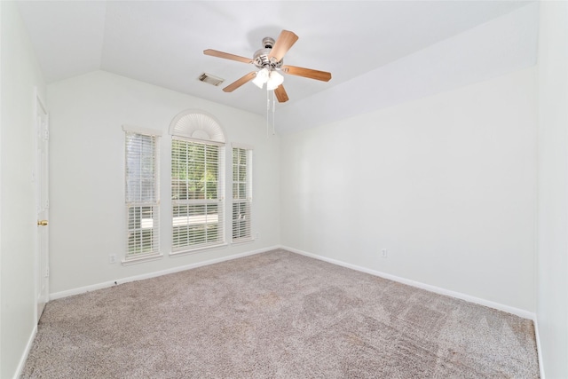 8122 Dune Brook Dr, Pearland, TX 77089 - carpeted empty room with lofted ceiling, baseboards, and a ceiling fan