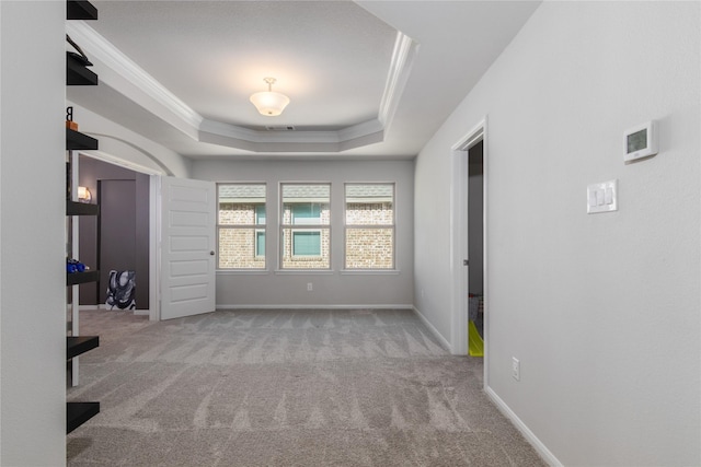 2736 Ahnya Ln, League City, TX 77573 - unfurnished room with carpet, ornamental molding, a raised ceiling, and baseboards