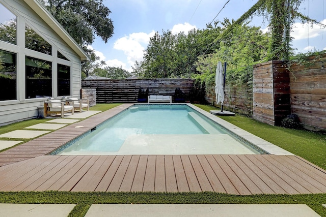 view of pool with a fenced in pool and a fenced backyard