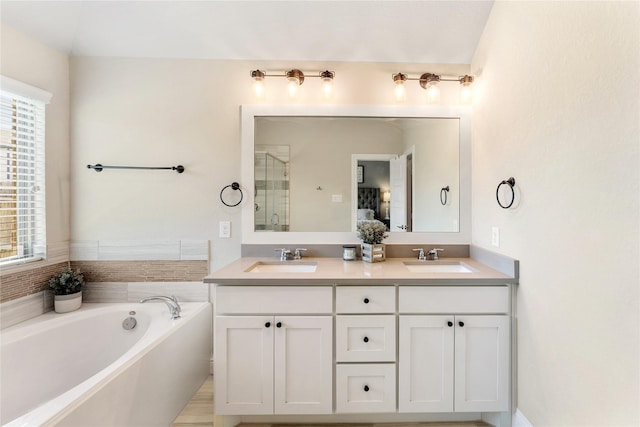 21718 Rose Maris Ln, Tomball, TX 77377 - bathroom with a sink, a wealth of natural light, and a bath
