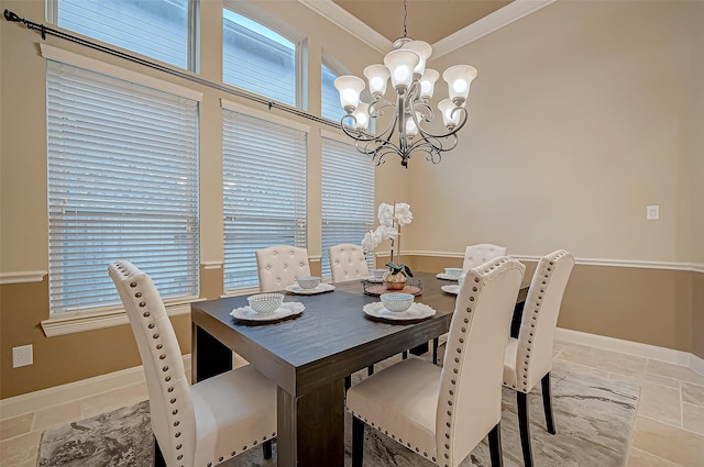3215 Wimberly Place Ln, Katy, TX 77494 - dining space featuring a chandelier, crown molding, baseboards, and plenty of natural light