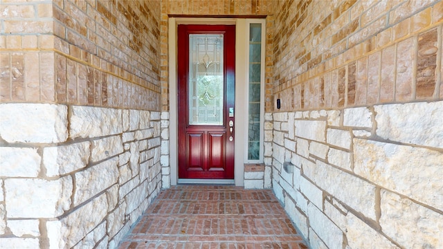 2135 Llerena Ln, League City, TX 77573 - doorway to property featuring stone siding