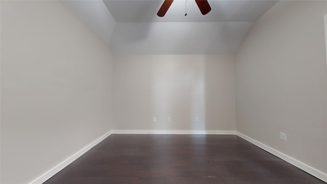 2135 Llerena Ln, League City, TX 77573 - bonus room featuring lofted ceiling, ceiling fan, dark wood-style floors, and baseboards