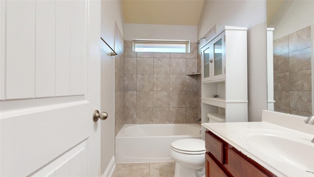 2135 Llerena Ln, League City, TX 77573 - bathroom featuring toilet, vanity, shower / bathtub combination, and tile patterned flooring