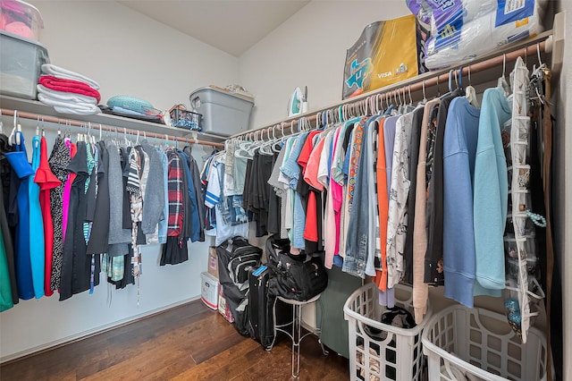 walk in closet featuring hardwood / wood-style floors