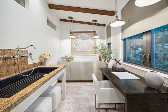 interior space with beamed ceiling