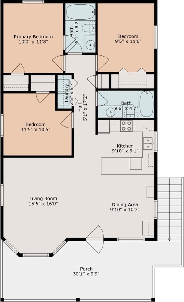 4003 Reeves Dr, Galveston, TX 77554 - floor plan / room layout
