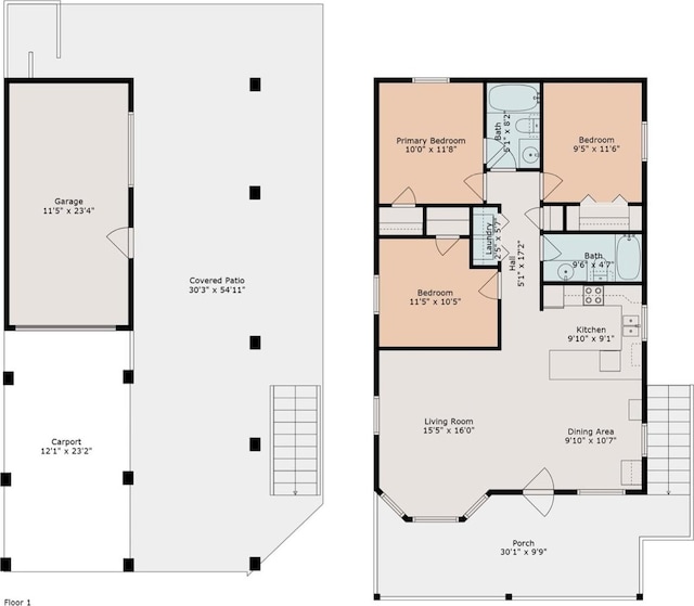 4003 Reeves Dr, Galveston, TX 77554 - floor plan / room layout
