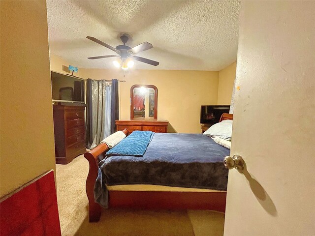 10203 Forum Park Dr Unit 114, Houston, TX 77036 - carpeted bedroom featuring a textured ceiling, a ceiling fan, and a textured wall